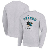 San Jose Sharks - Men's Starter Team Logo Fleece Pullover Sweatshirt Heather Gray
