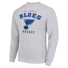 St. Louis Blues - Men's Starter Team Logo Fleece Pullover Sweatshirt Heather Gray