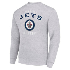 Winnipeg Jets - Men's Starter Team Logo Fleece Pullover Sweatshirt Heather Gray