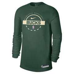 Nike - Milwaukee Bucks 2025/26 On-Court Flare Dri-FIT Practice Long Sleeve Tri-Blend T-Shirt - Hunter Green