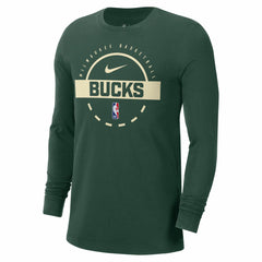 Nike - Milwaukee Bucks Authentic Long Sleeve Practice T-Shirt - Hunter Green