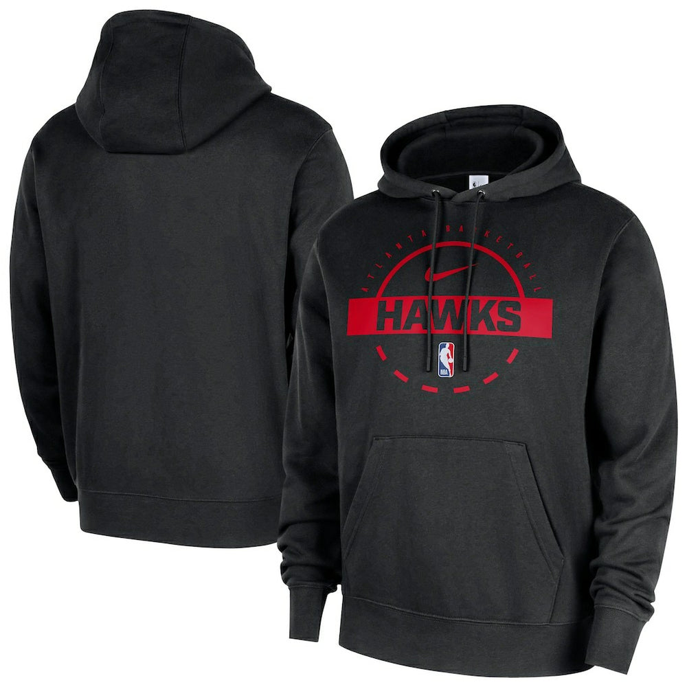 Nike - Atlanta Hawks 2025/26 Authentic Practice Club Pullover Hoodie - Black