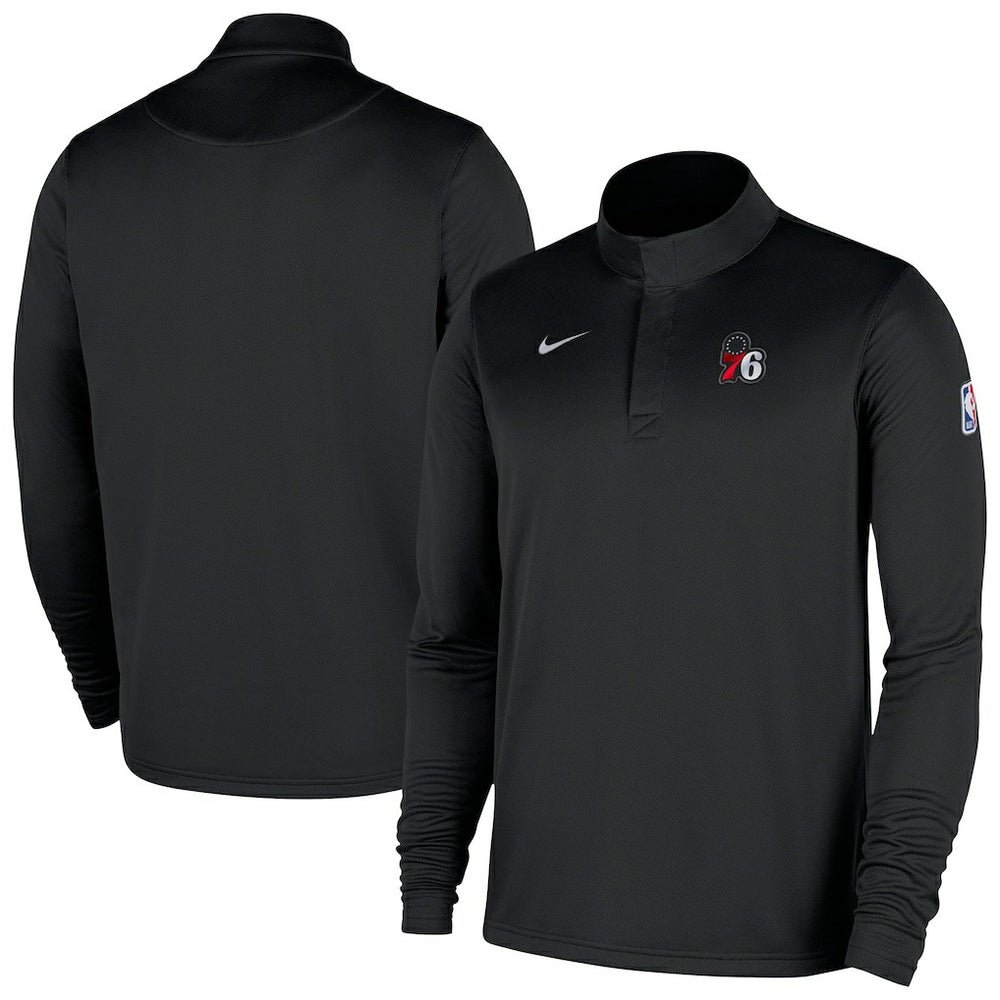 Nike - Philadelphia 76ers 2025/26 Authentic Coaches Quarter-Zip Dri-Fit Top - Black