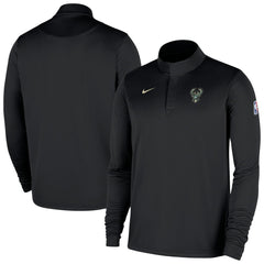 Nike - Milwaukee Bucks 2025/26 Authentic Coaches Quarter-Zip Dri-Fit Top - Black