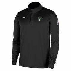 Nike - Milwaukee Bucks 2025/26 Authentic Coaches Quarter-Zip Dri-Fit Top - Black