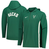 Nike - Milwaukee Bucks Authentic On Court Zone Quarter-Zip Dri-FIT Hoodie Jacket - Hunter Green
