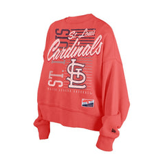 St. Louis Cardinals New Era Women's Boxy Mineral Wash Dolmen Sleeve Cropped Sweatshirt Lifestyle