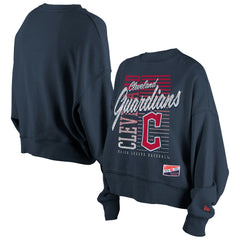 Cleveland Guardians New Era Women's Boxy Mineral Wash Dolmen Sleeve Cropped Sweatshirt for sale