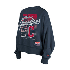Cleveland Guardians New Era Women's Boxy Mineral Wash Dolmen Sleeve Cropped Sweatshirt for sale