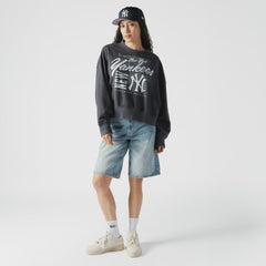 New York Yankees New Era Women's Boxy Mineral Wash Dolmen Sleeve Cropped Sweatshirt Lifestyle