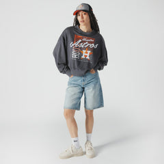 Houston Astros New Era Women's Boxy Mineral Wash Dolmen Sleeve Cropped Sweatshirt Clearance