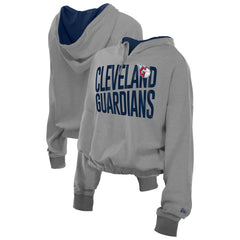 Cleveland Guardians New Era Women's Reversed Out French Terry Quarter-Zip Banded Crop Hoodie Clearance