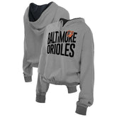 Baltimore Orioles New Era Women's Reversed Out French Terry Quarter-Zip Banded Crop Hoodie On Sale