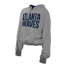 Atlanta Braves New Era Women's Reversed Out French Terry Quarter-Zip Banded Crop Hoodie discount