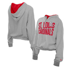 St. Louis Cardinals New Era Women's Reversed Out French Terry Quarter-Zip Banded Crop Hoodie Clearance