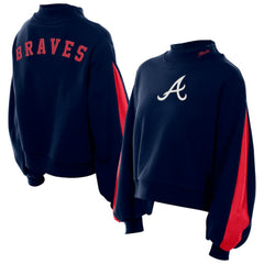 Atlanta Braves New Era Women's Mock Neck Balloon Sleeve Sweatshirt Near Me