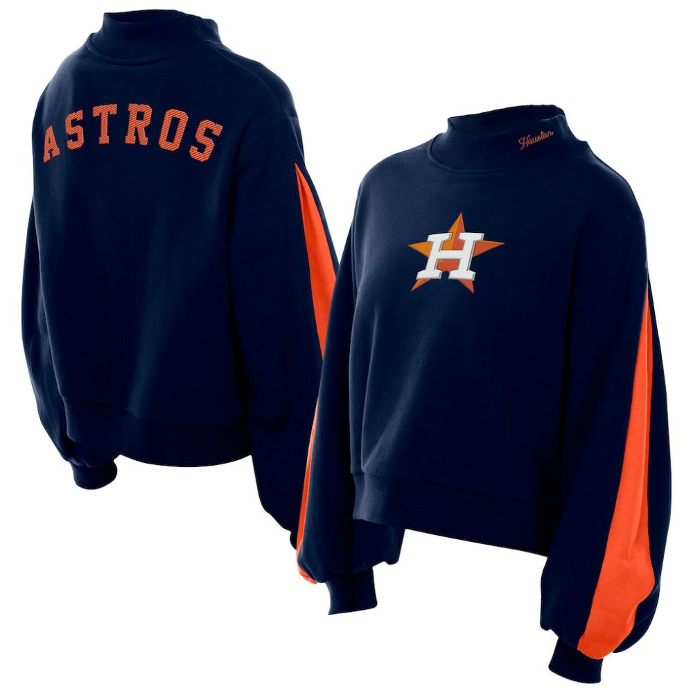 Houston Astros New Era Women's Mock Neck Balloon Sleeve Sweatshirt for sale