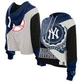 New York Yankees New Era Women's Upcycled Color Block Cropped Boxy Hoodie for sale