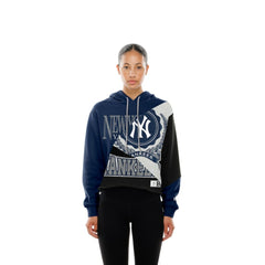 New York Yankees New Era Women's Upcycled Color Block Cropped Boxy Hoodie for sale