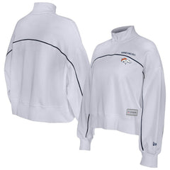 New Era Denver Broncos Female Adult White Functional Fandom Quarter-Zip Sweatshirt - NFL