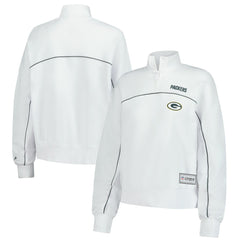New Era Green Bay Packers Female Adult White Functional Fandom Quarter-Zip Sweatshirt - NFL