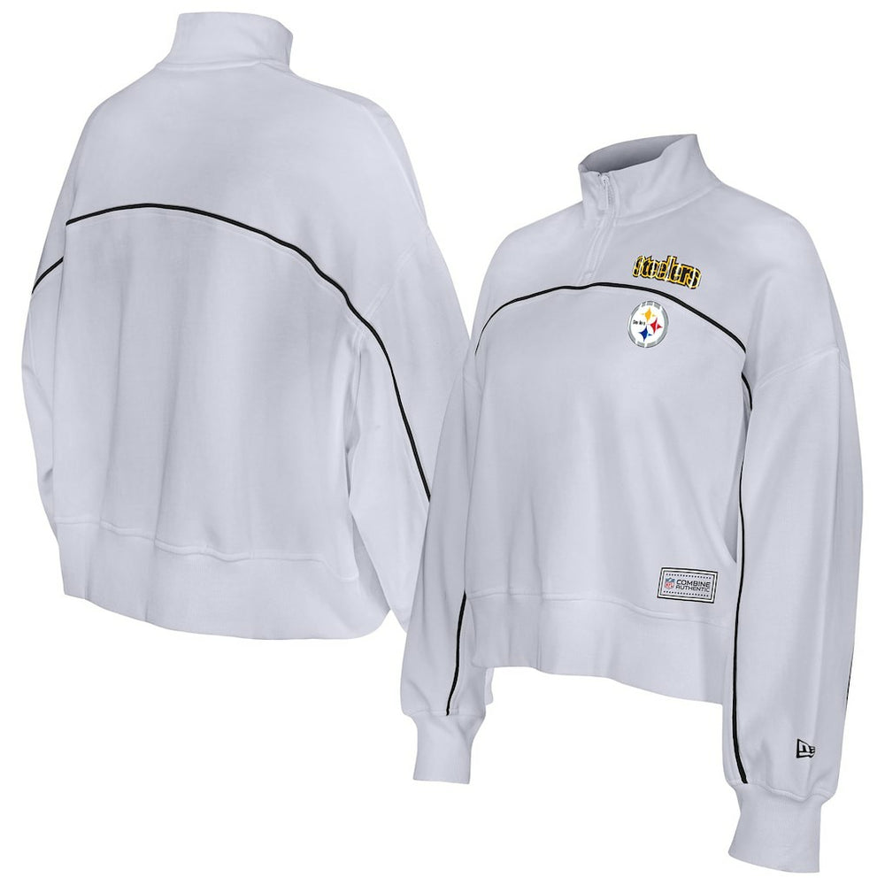 New Era Pittsburgh Steelers Female Adult White Functional Fandom Quarter-Zip Sweatshirt - NFL