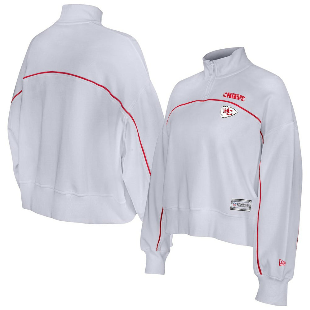 New Era Kansas City Chiefs Female Adult White Functional Fandom Quarter-Zip Sweatshirt - NFL