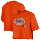 Cincinnati Bengals New Era Girl's Flip Sequin Boxy T-Shirt Orange - NFL