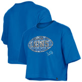 Detroit Lions New Era Girl's Flip Sequin Boxy T-Shirt Blue - NFL
