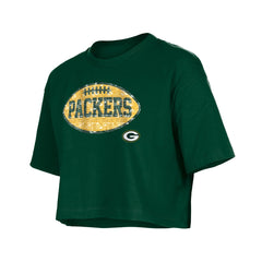 Green Bay Packers New Era Girl's Flip Sequin Boxy T-Shirt Green - NFL