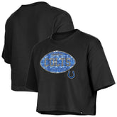 Indianapolis Colts New Era Girl's Flip Sequin Boxy T-Shirt Black - NFL