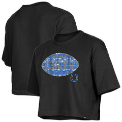 Indianapolis Colts New Era Girl's Flip Sequin Boxy T-Shirt Black - NFL