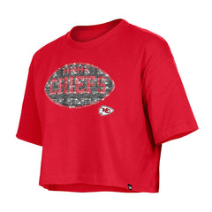 Kansas City Chiefs New Era Girl's Flip Sequin Boxy T-Shirt Red - NFL