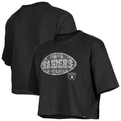 Las Vegas Raiders New Era Girl's Flip Sequin Boxy T-Shirt Black - NFL