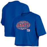 New York Giants New Era Girl's Flip Sequin Boxy T-Shirt Royal - NFL