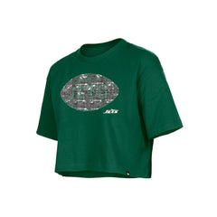 New York Jets New Era Girl's Flip Sequin Boxy T-Shirt Green - NFL