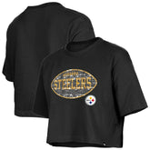 Pittsburgh Steelers New Era Girl's Flip Sequin Boxy T-Shirt Black - NFL