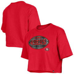 San Francisco 49ers New Era Girl's Flip Sequin Boxy T-Shirt Scarlet - NFL