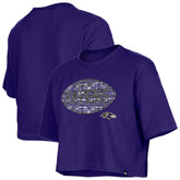 Baltimore Ravens New Era Girl's Flip Sequin Boxy T-Shirt Purple - NFL