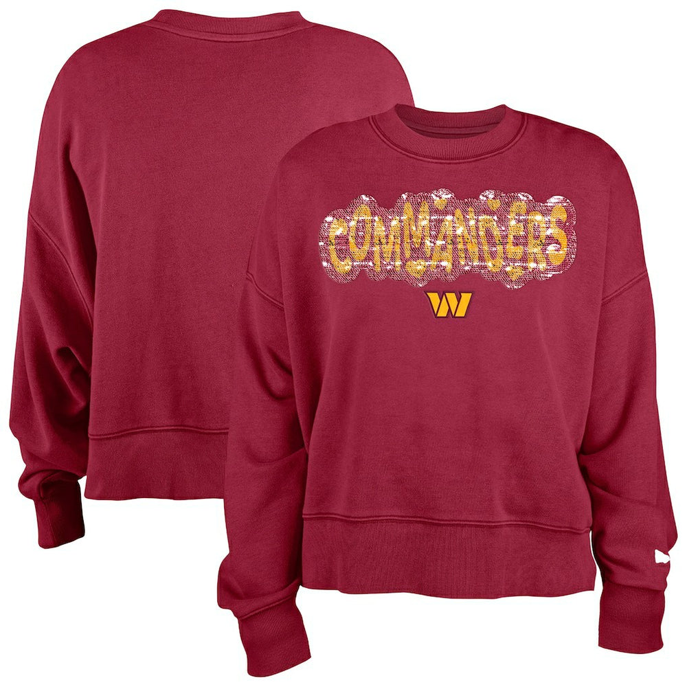Washington Commanders New Era Girl's Flip Sequin Sweatshirt Burgundy - NFL