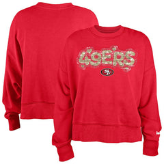 San Francisco 49ers New Era Girl's Flip Sequin Sweatshirt Scarlet - NFL