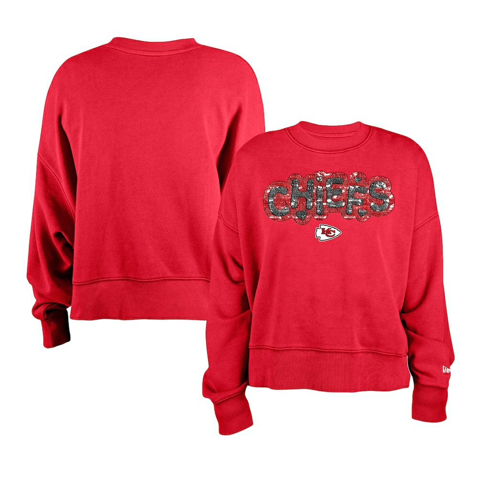 Kansas City Chiefs New Era Girl's Flip Sequin Sweatshirt Red - NFL