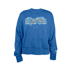 Detroit Lions New Era Girl's Flip Sequin Sweatshirt Blue - NFL