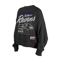 Baltimore Ravens New Era Women's Oversized Throwback Mineral Wash Crew Neck Sweatshirt Black - NFL
