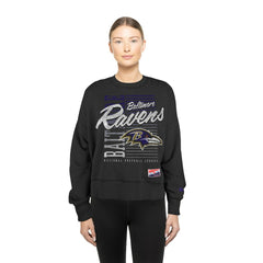 Baltimore Ravens New Era Women's Oversized Throwback Mineral Wash Crew Neck Sweatshirt Black - NFL