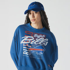 Buffalo Bills New Era Women's Oversized Throwback Mineral Wash Crew Neck Sweatshirt Royal - NFL