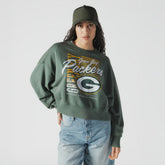 Green Bay Packers New Era Women's Oversized Throwback Mineral Wash Crew Neck Sweatshirt Green - NFL