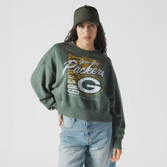 Green Bay Packers New Era Women's Oversized Throwback Mineral Wash Crew Neck Sweatshirt Green - NFL