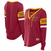 Washington Commanders New Era Women's Throwback Lace-Up Long-Sleeve T-Shirt Burgundy - NFL