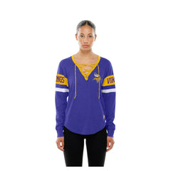 Minnesota Vikings New Era Women's Throwback Lace-Up Long-Sleeve T-Shirt Purple - NFL